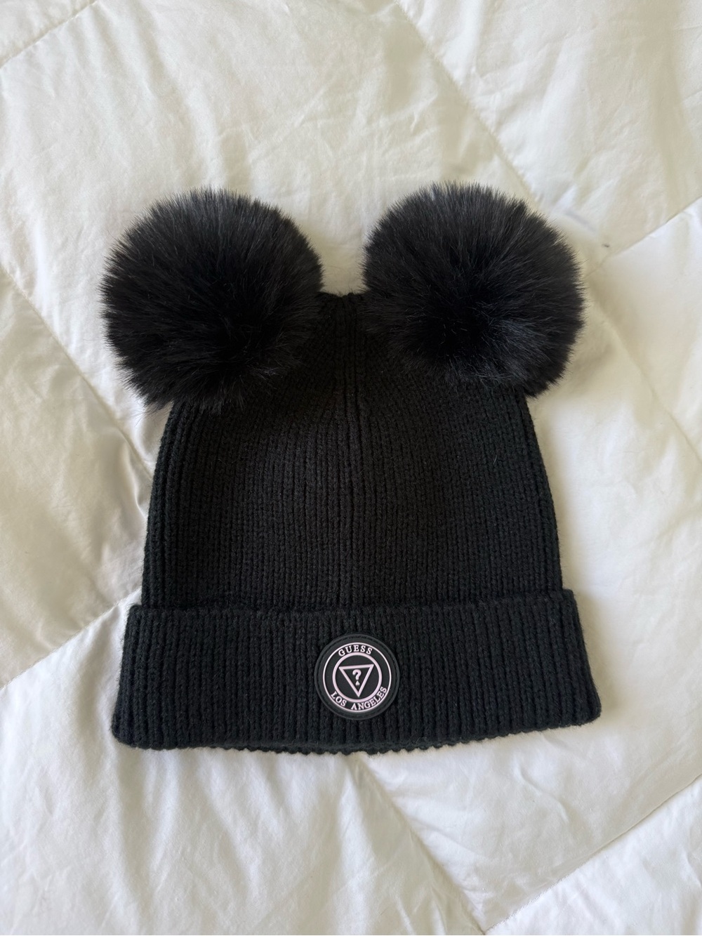 Guess Double Pom Beanie Black Women
